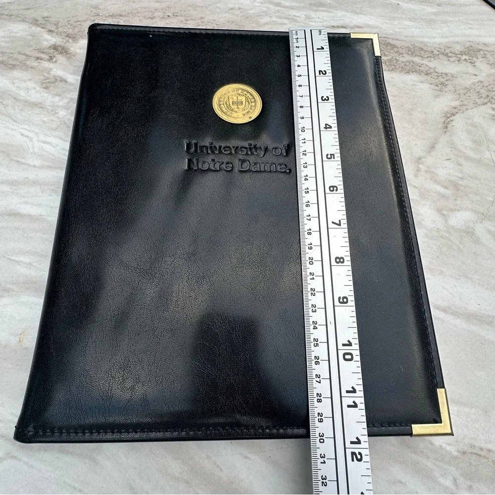 University of‎ Notre Dame Black Faux Leather Medallion Portfolio Pad Pen Holder